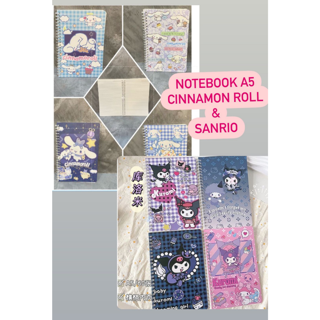 

NOTEBOOK A5 CINNAMOROLL / BUKU TULIS A5 SANRIO ISI 60 LEMBAR