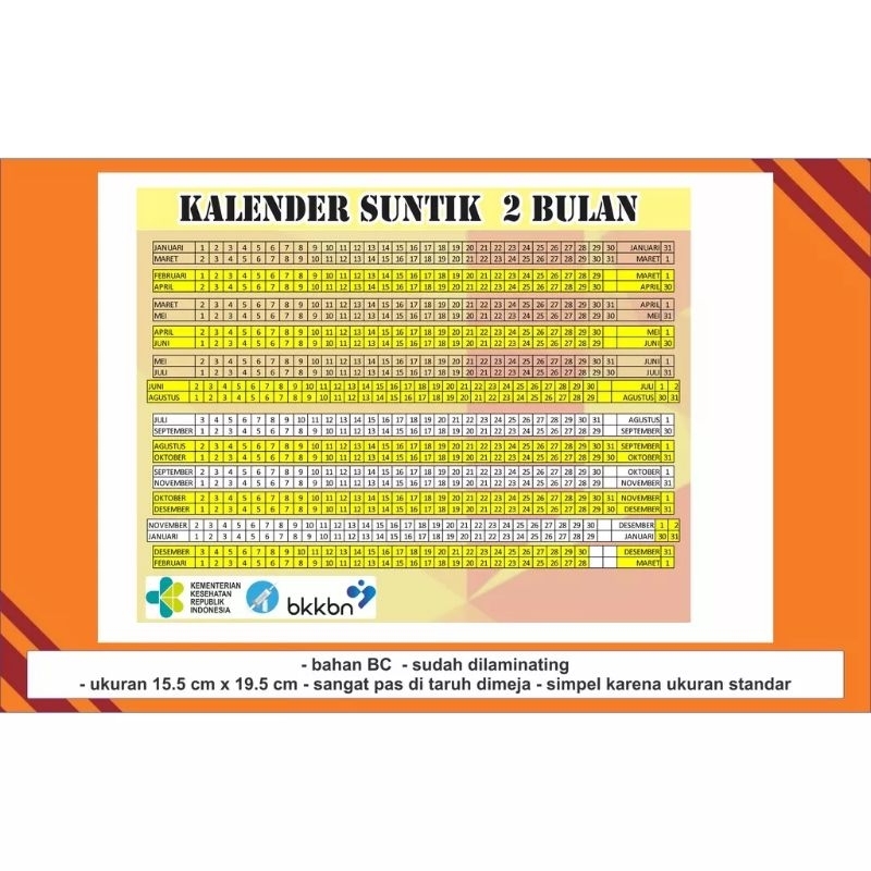 

Kalender KB 2 Bulan Laminating Ready Stok