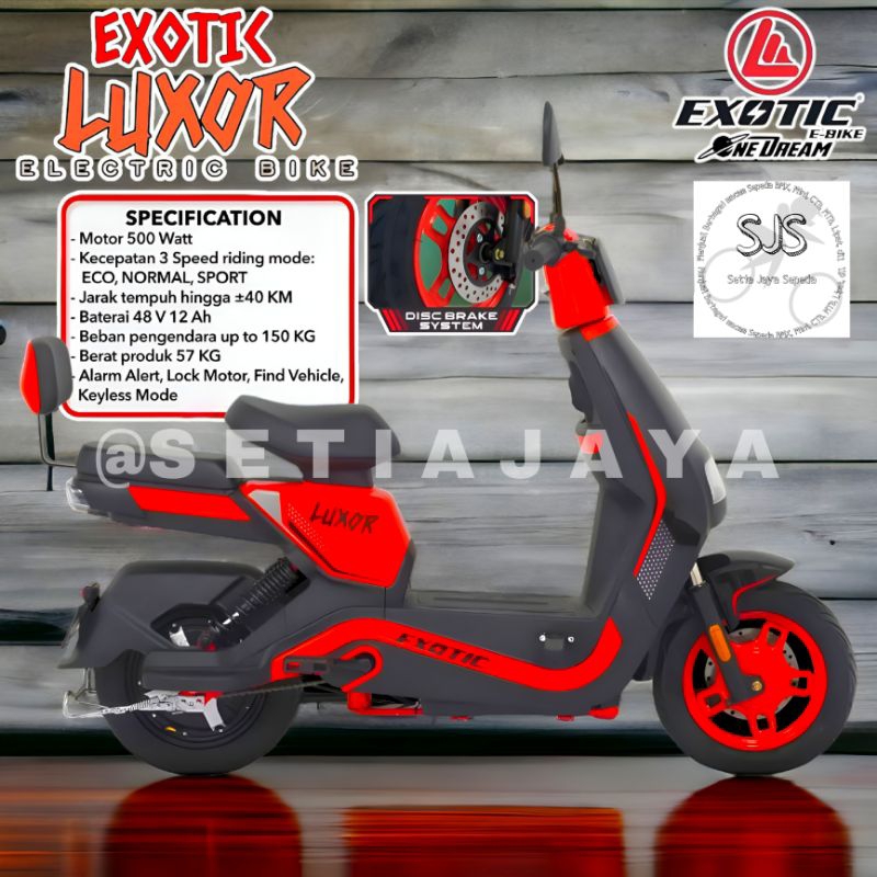 Sepeda Listrik E-Bike EXOTIC LUXOR 48V 12Ah 500 Watt Disc Brake New