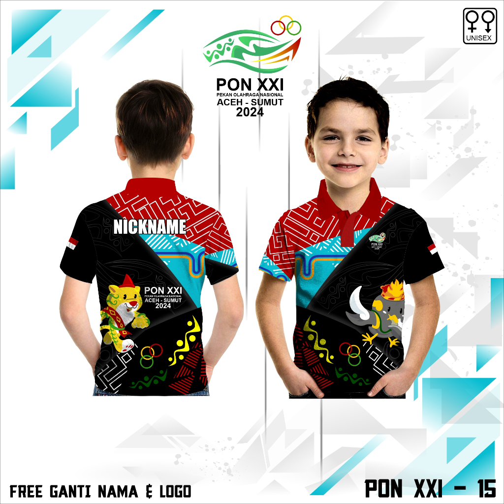 Kaos jersey PON Aceh XXI 2024 baju polo anak Pon aceh