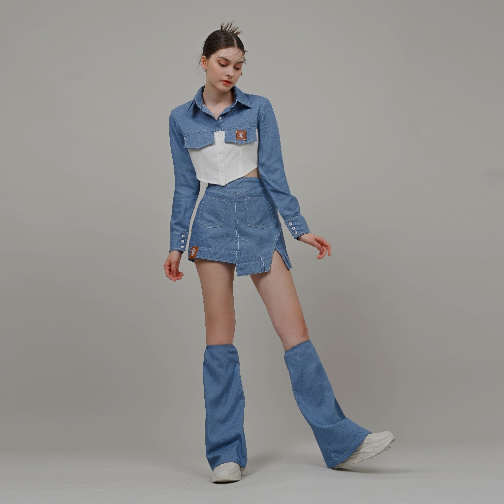 Official Crue - West Denim Top (TOP ONLY) // West Crop Shirt / Crop top denim / crop denim top / cro