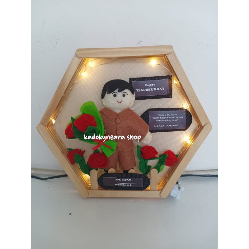 ready hexa flower in frame edisi hari guru free box