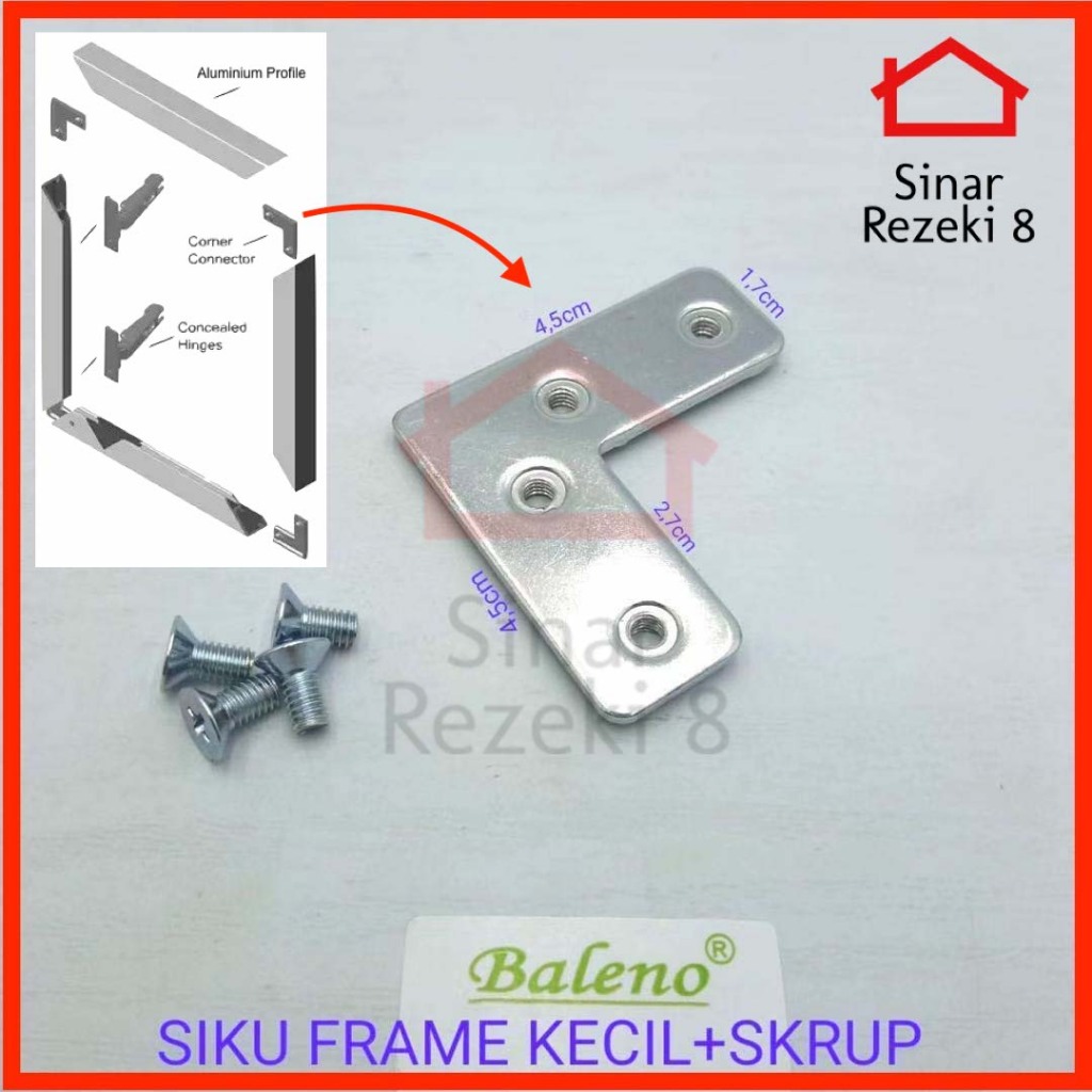 Siku Frame Kecil Aluminium + SKRUP Profile Connector Sambungan Aluminium Profile Profil