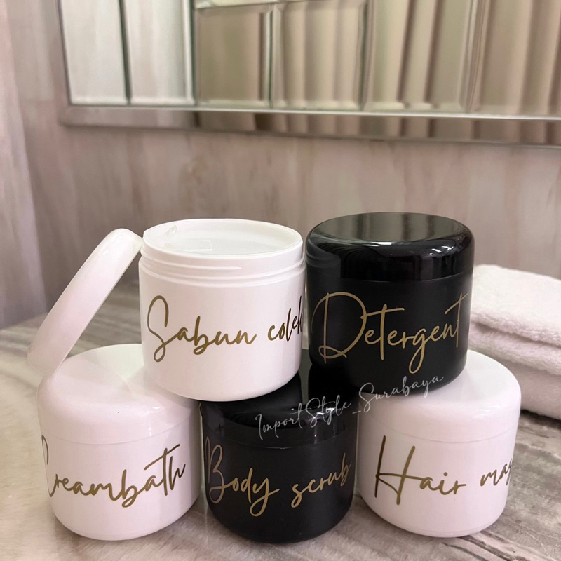 TEMPAT LULUR 250ML HITAM PUTIH GOLD NEW aesthetic jar wadah tempat sabun colek hair srub estetik