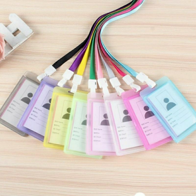 

RD Name Tag Id Card Transparant Gantungan Kartu Nama Plastik Vertical Lanyard Potrait Motif Polos Warna Warni Tanda Pengenal Bening Horizontal