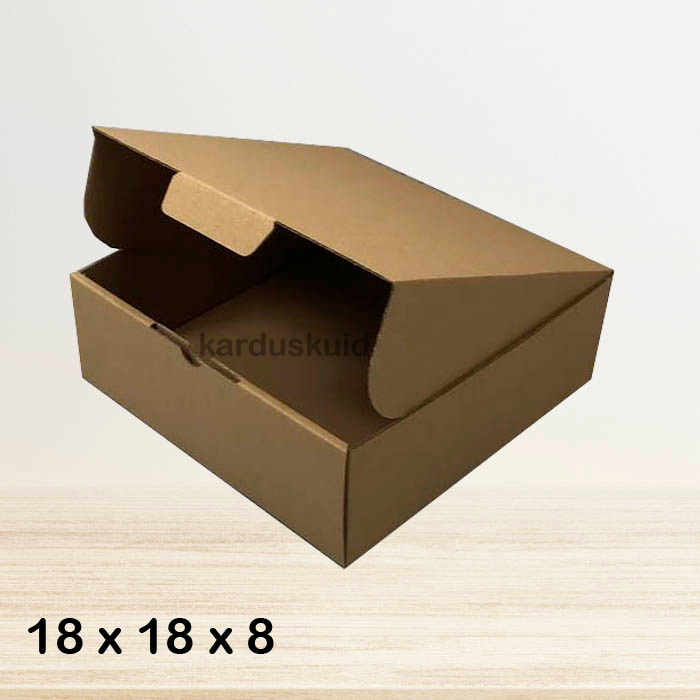 

Kardus 18 x 18 x 8 cm die cut tipe E Flute K150 box kotak karton packing