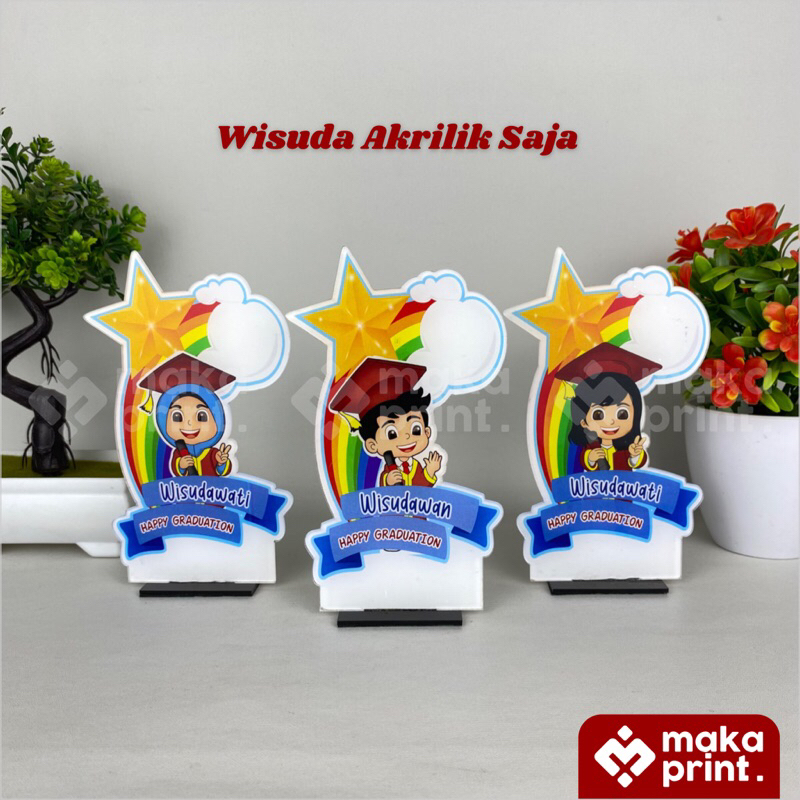 Piala Akrilik Wisuda (Pelangi) Akrilik Saja - Plakat Akrilik Desain Bintang Akrilik Saja