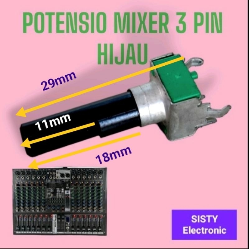 Potensio Mixer 3 Pin Kotak B 503K/50K Hijau Biru