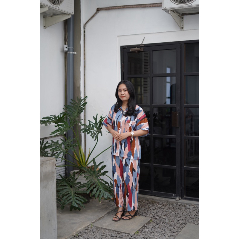 Baju piyama one set rayon premium jumbo Ld 120