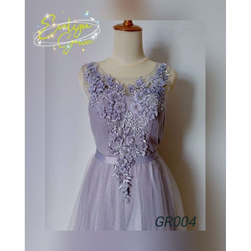 Gaun/dress pesta grey preloved