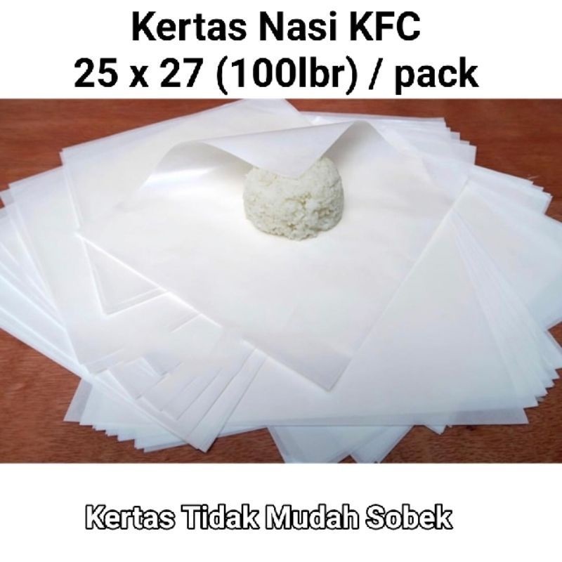 Kertas Nasi / Kertas Nasi KFC/Kertas Pembungkus Nasi 25x27 cm Isi 100 lembar