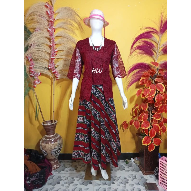 STELAN ROK ATASAN BROKAT KEBAYA MAROON