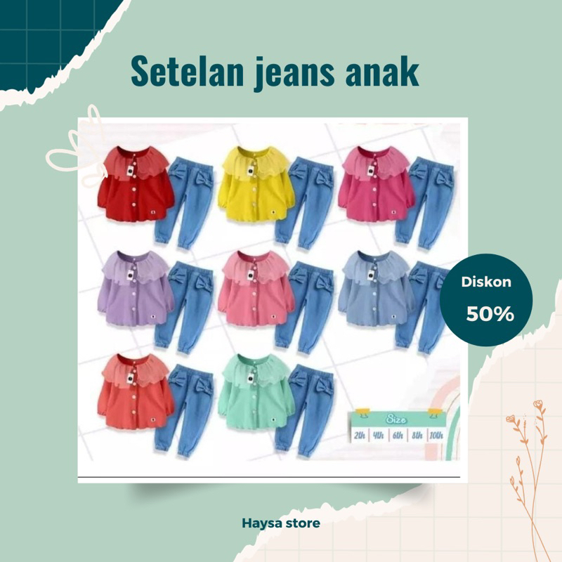 Setelan anak perempuan  premium set jeans clarabell blooms.id