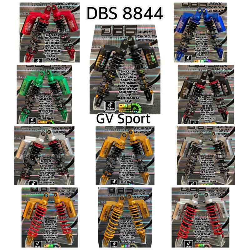 Shock DBS 8844 GV SPORT Matic Double Shock 310mm 345mm Shockbreaker Tabung NMax Old New Aerox155 Old