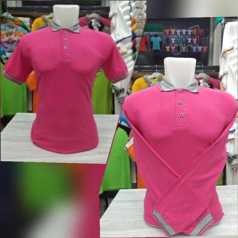 kaos kerah polo premium pink fanta k.abu merk 607 pratama