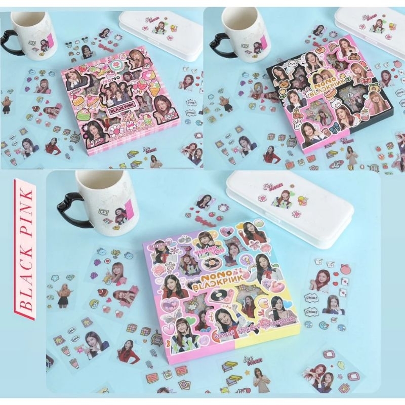 (ISI 100 PCS) Stiker Nono Blackpink STARBUCKS Kawai Stickers no repeat / Stiker Karakter Lucu Anti Air