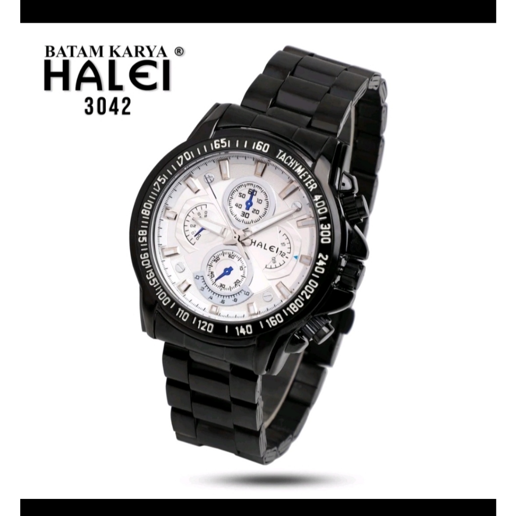 Jam tangan Halei Pria 3042M Stainless steel Tahan Air Bisa Berenang