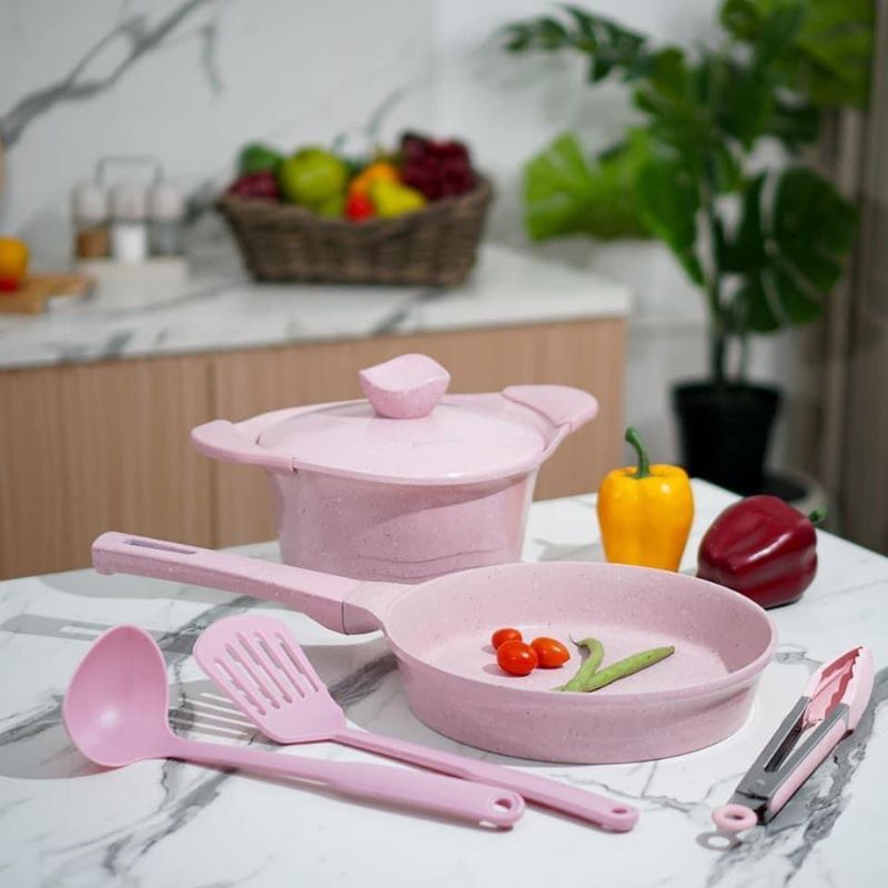 Panci Kangaroo Cookware Pink Set