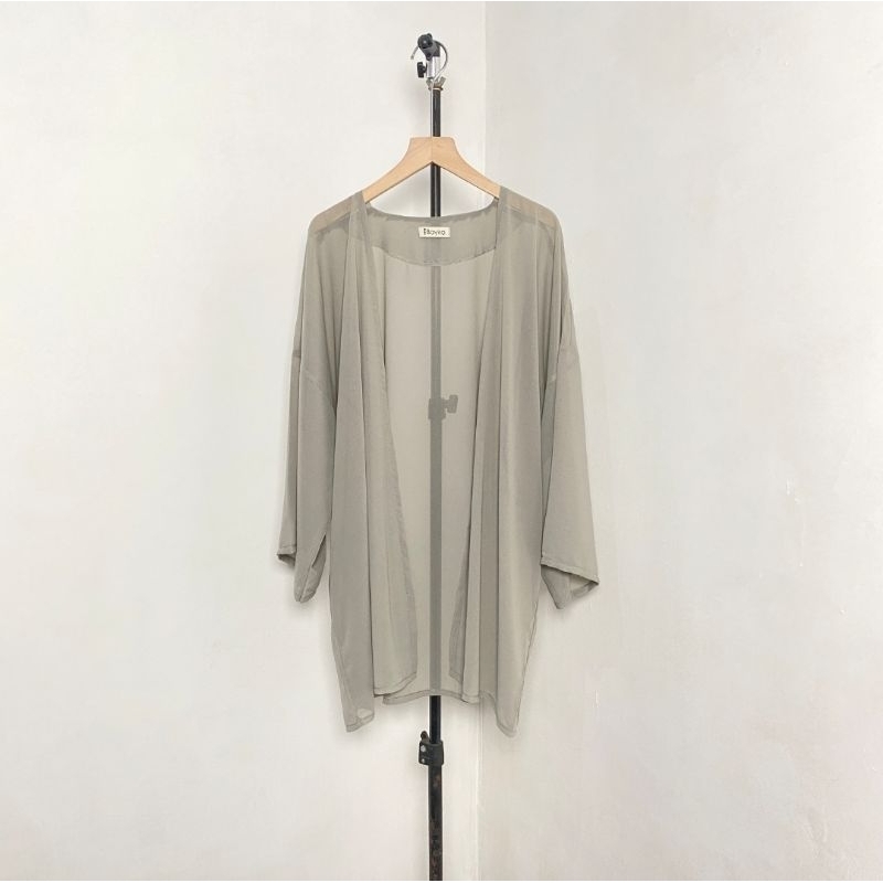 Outer Ceruty/ Cardigan transparan/ Outer basic/Outer Kondangan flowy, Luna Sheer Outer Ceruty Lengan