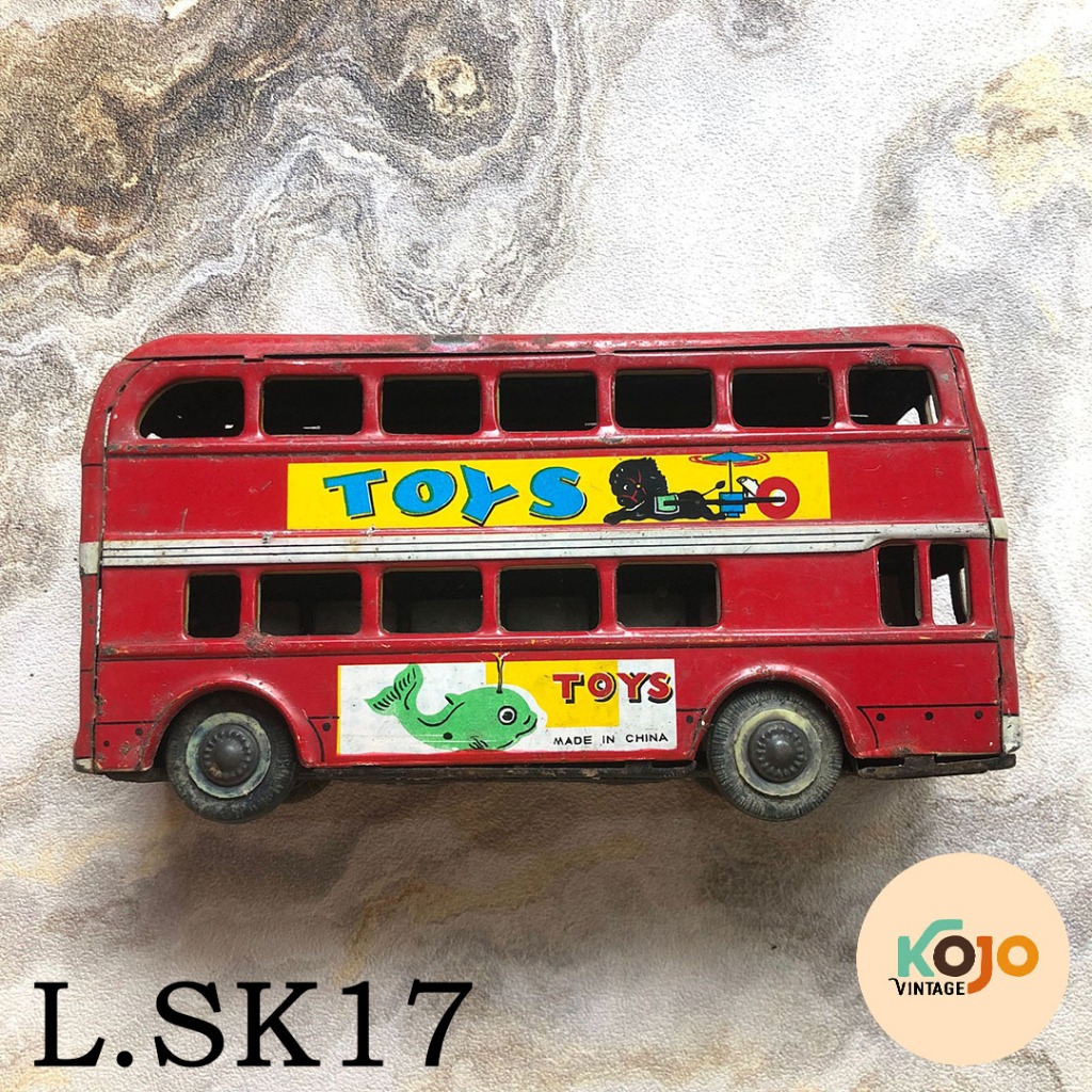 Mainan Kaleng Tin Toys Super Langka (Very Rare) Bus Double Decker (Bus Bertingkat) - Mainan Anak Jam