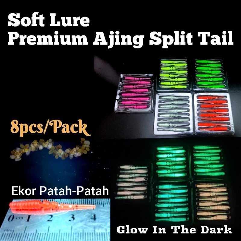 Soft Lure Ajing Split Tail Full GID Premium Lure