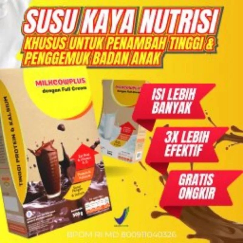 

Milkcowplus Rasa Coklat Susu Penggemuk dan Peninggi Badan Kemasan 500 gram