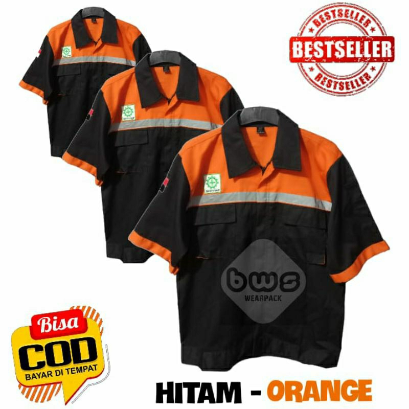 wearpack kerja proyek lengan pendek/wearpack safety k3/baju kerja bengkel/seragam proyek/pakaian saf