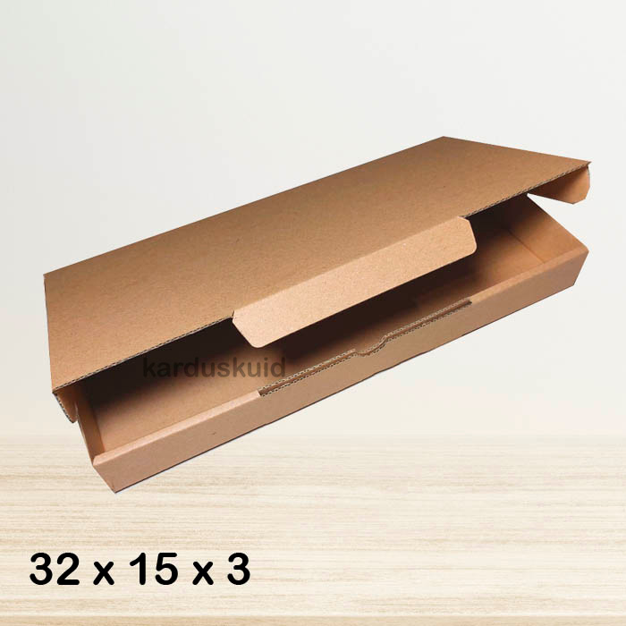 

Kardus 32 x 15 x 3 cm die cut tipe E Flute K150 box kotak karton packing