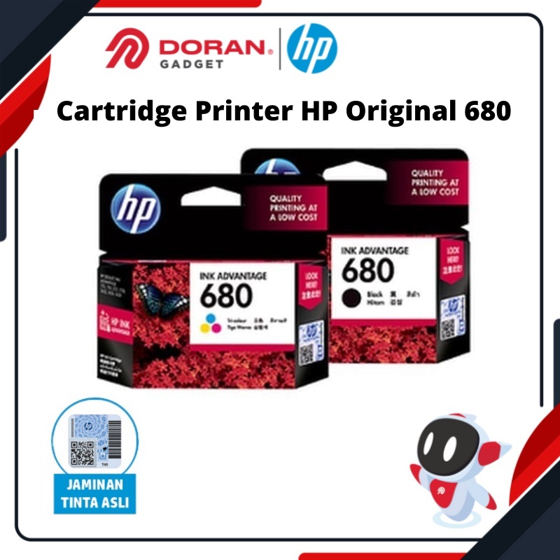 HP Tinta Cartridge Printer Original 680 Black Tri Color Colour