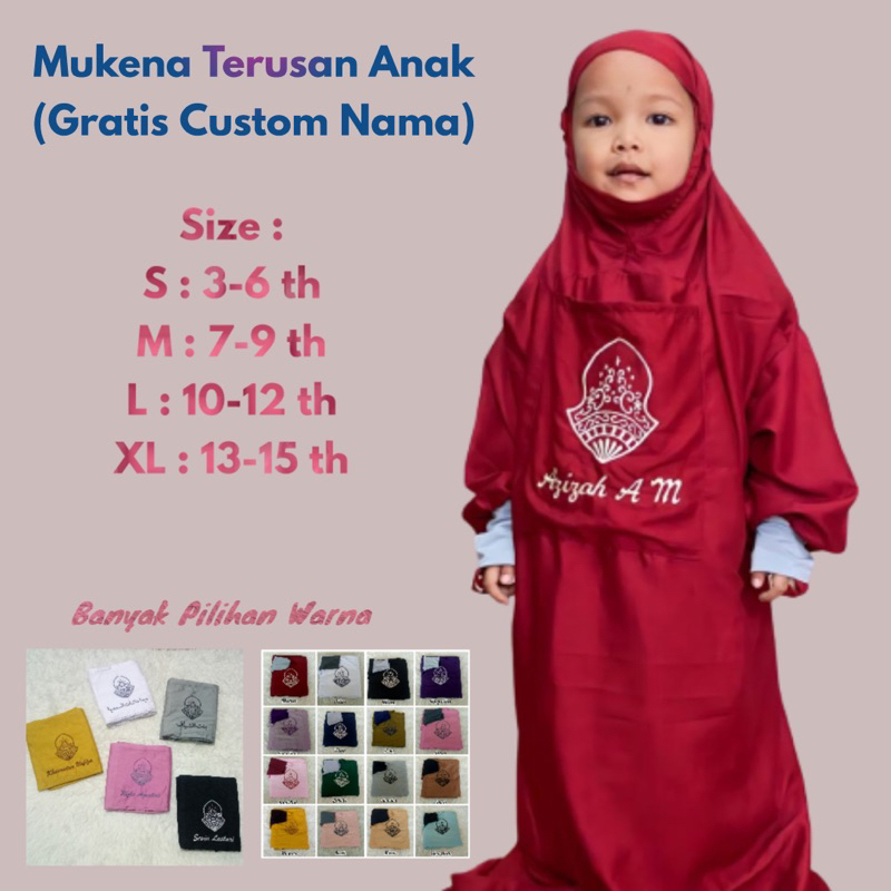 Mukena Anak Terusan Hadromaut Manset Custom Nama