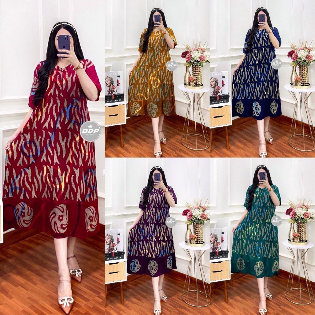 DASTER MAURA BATIK CAP/DASTER RAYON TEBAL PREMIUM/DRESS WANITA KOREADASTER LENGAN PENDEK MURAH/DRESS