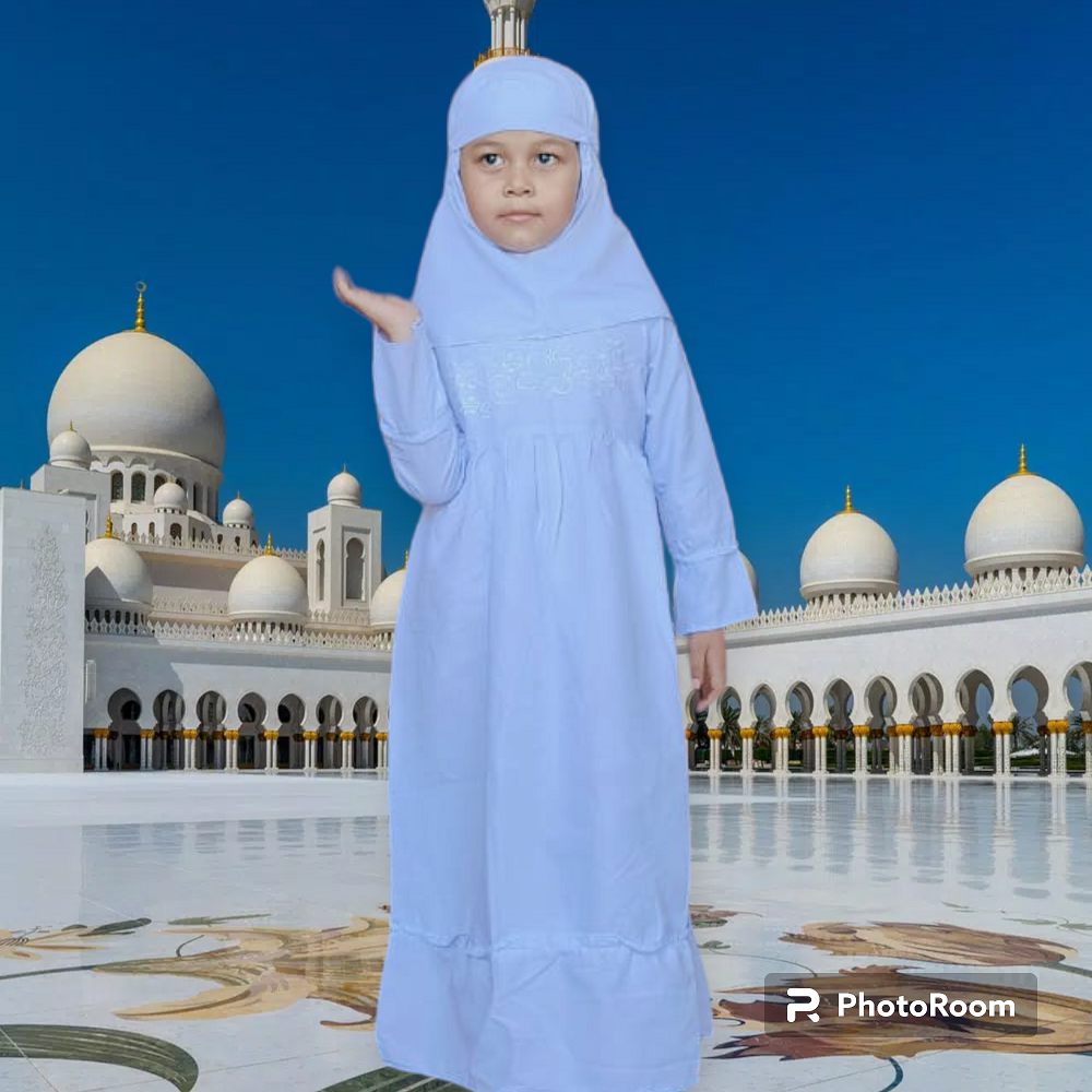 Gamis Putih Anak Umur 4-12 Tahun / Baju Muslim Anak Sekolah SD Terlaris dan Termurah