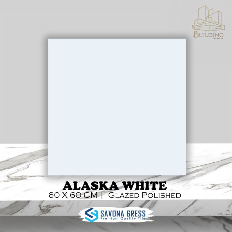Granite Lantai 60x60 ALASKA WHITE/GLOSSY/SAVONA GRESS