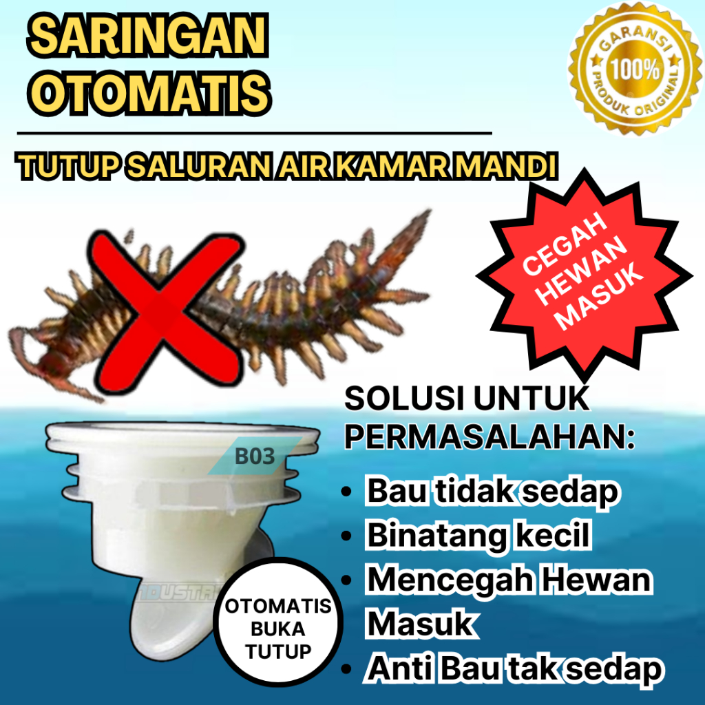 Fitting penutup saluran Got air kamar mandi Saringan Otomatis cegah hewan masuk anti bau banjir
