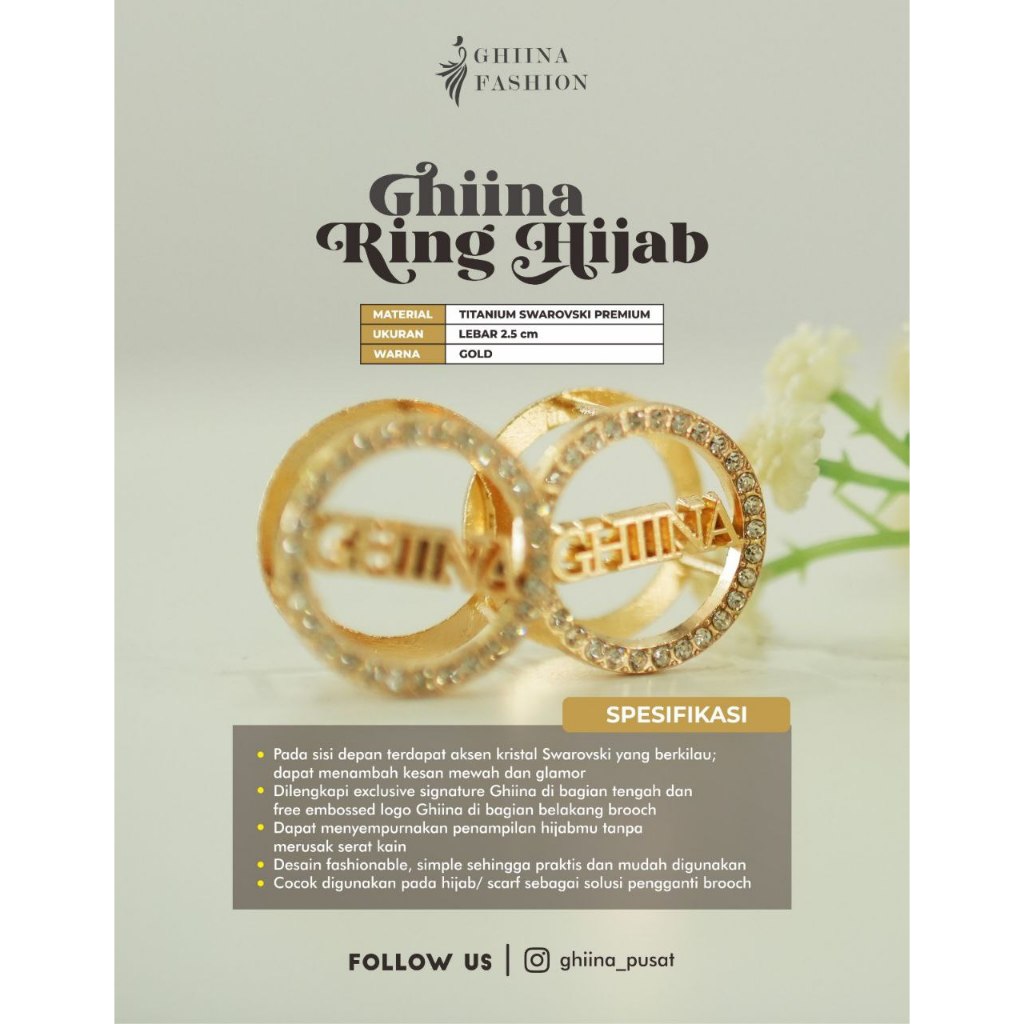 Aksesoris Wanita Hijab Ghiina Fashion Ring Gold Titanium Swarovski Premium Senna Store Ejamas Hijab