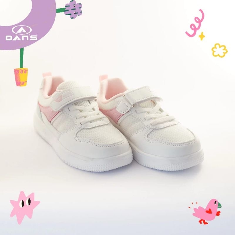 DAN'S VERYN WHITE SEPATU SEKOLAH ANAK MODEL VELCRO TERBARU TOP EDISI BERKUALITASSS TERLARISS