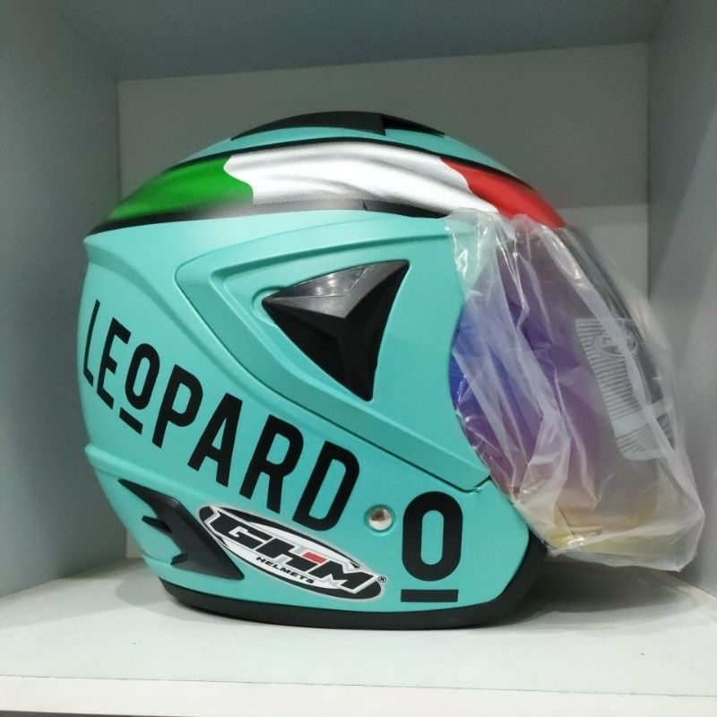 helm GHM Vista motif leopard kaca pelangi
