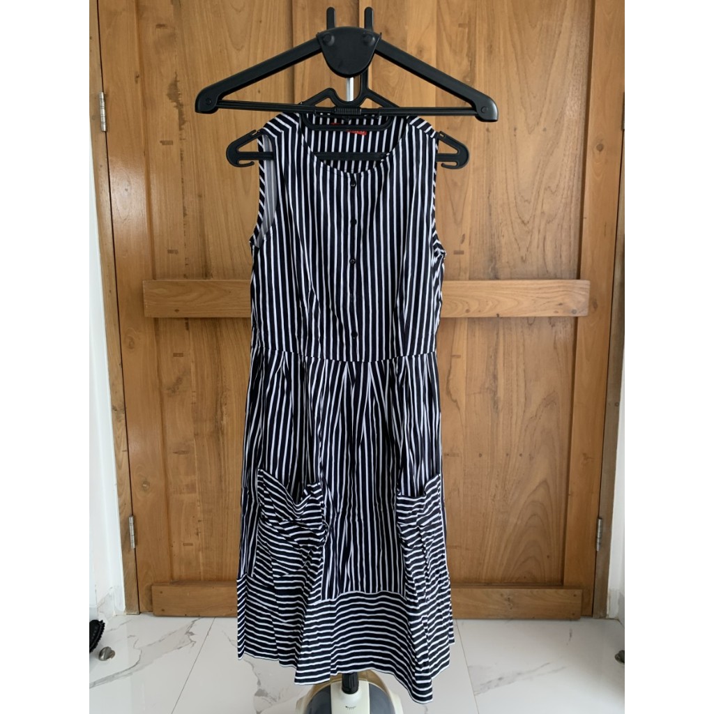 Miyoshi black white striped dress // S // worn once