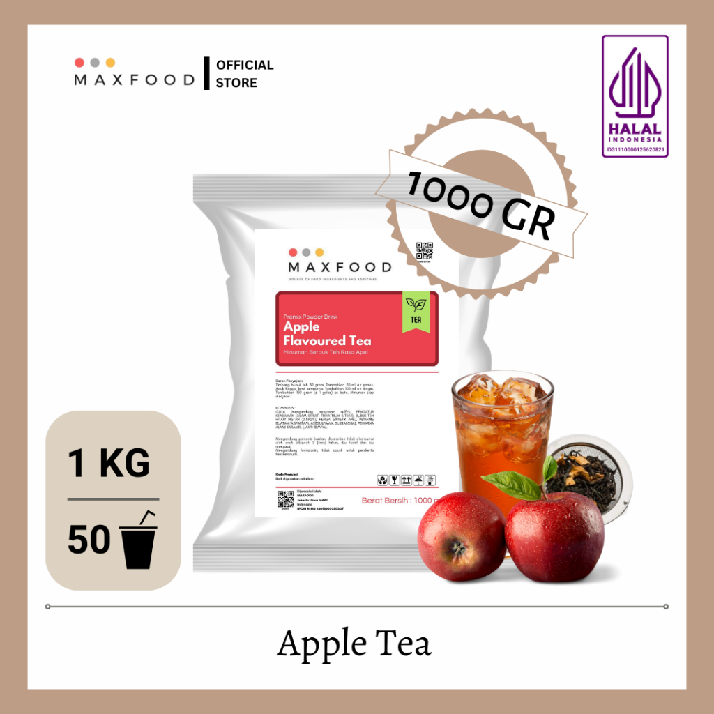 

MAXFOOD - Apple Tea / Teh Apel/ Bubuk Teh Rasa Apel 1Kg