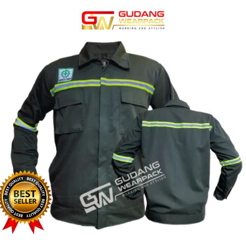 Seragam Proyek/Baju Kerja Lapangan ATASAN Kemeja  Lengan Panjang Warna HIJAU ARMY POLOS