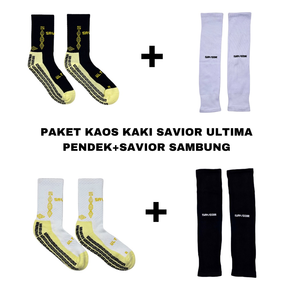 1 SET Kaos Kaki Savior Ultima Pendek Antislip + Sambung Savior Original Kaos Kaki Futsal Sepakbola o