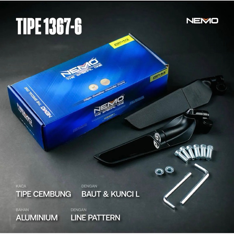 SPION WINGLET NEMO ..TIPE 1367-1367B ORIGINAL NEMO 100%. SPION BULAT DAN SPION 1278-8 KACA CEMBUNG