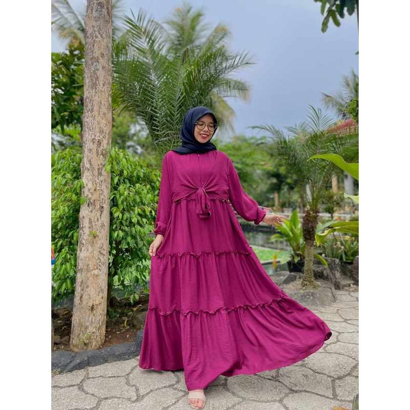 GAMIS JUMBO POLO LINEN AIRFLOW PREMIUM GAMIS LONG DRESS MAYUNG JUMBO/ GAMIS SUSUN POLO LINEN