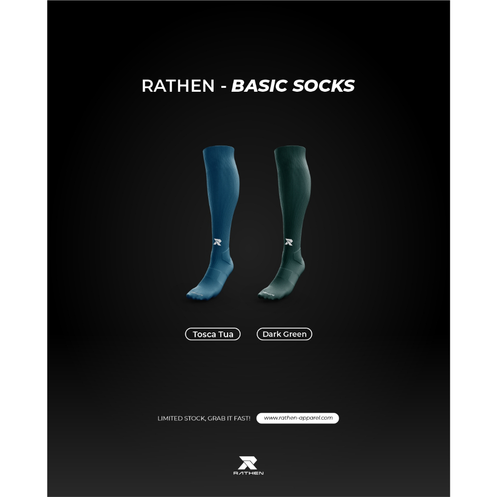 RATHEN - Basic Socks Dark Green / Kaoskaki Bola Hijau Gelap