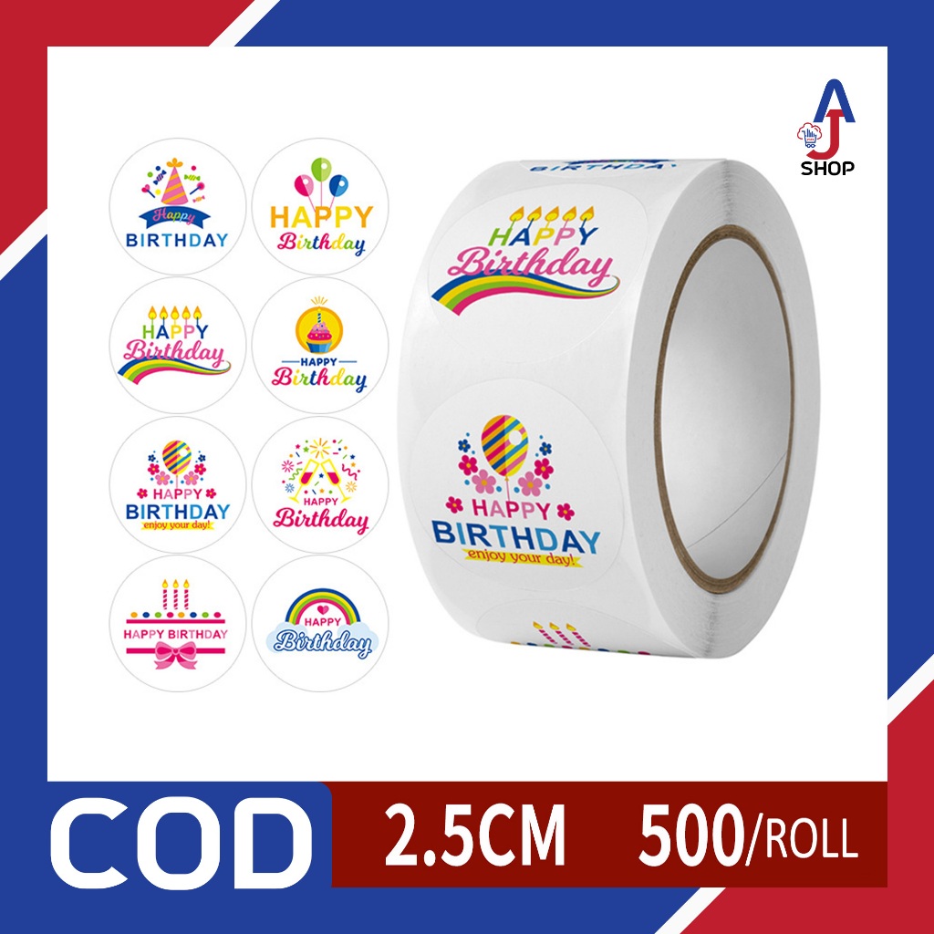 

AJ - Sticker Happy Birthday 500pcs/roll Sticker Selamat Ulang Tahun Kode B005