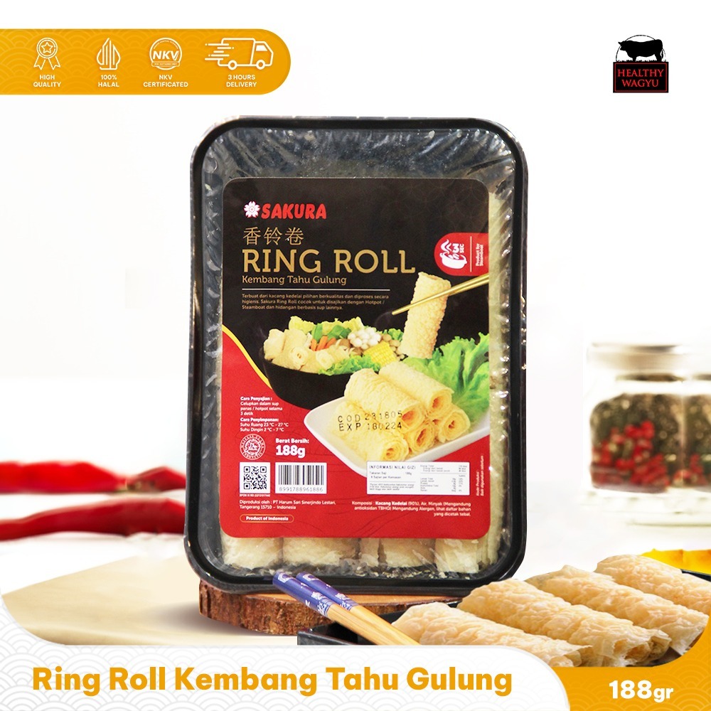 

Sakura Kulit Kembang Tahu Goreng Fried Bean Curd Ring Roll 188gr HealthyWagyu