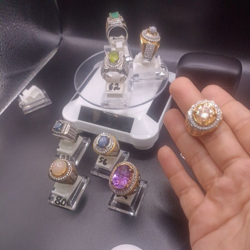 Cincin perak batu blue sapp, zamrud