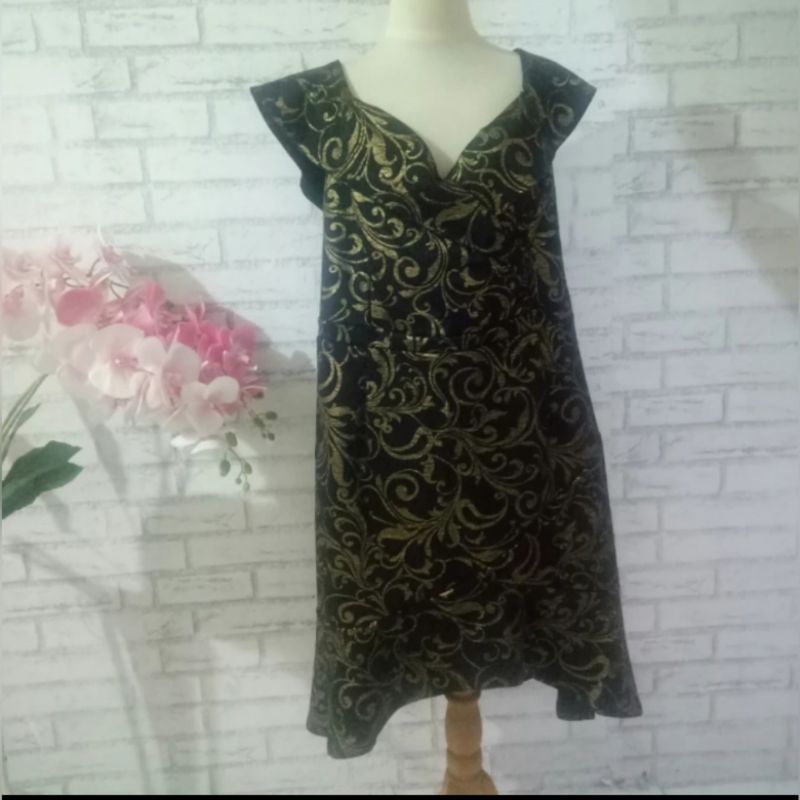 Dress pesta mewah big size branded original/Dress hitam mewah big size