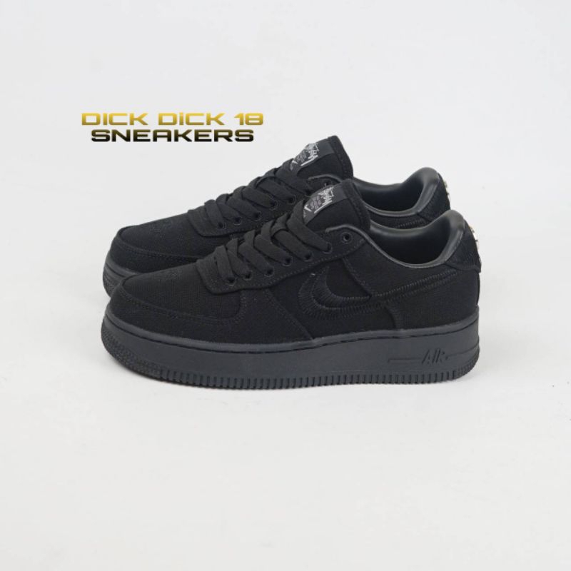 Sepatu Nike Air Force 1 X Stussy Black Import Bnib 100%