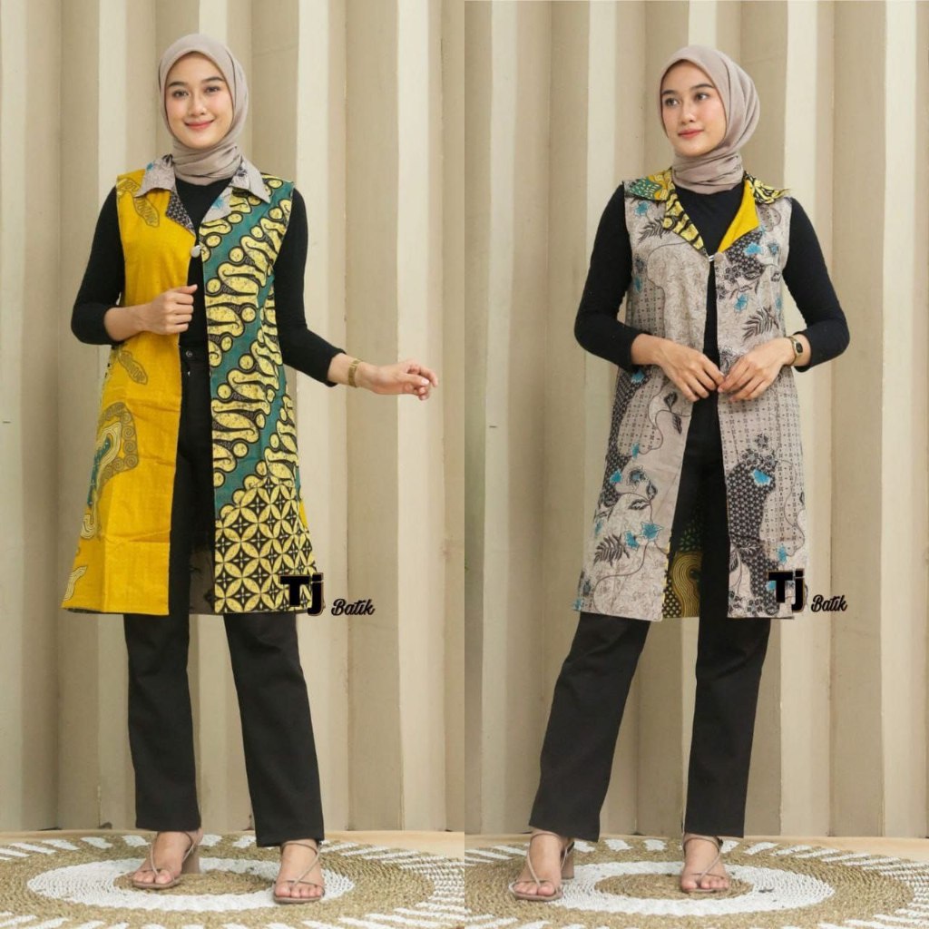 Blazer Outer Batik Wanita Cardingan Bahan Katun Bolak Balik